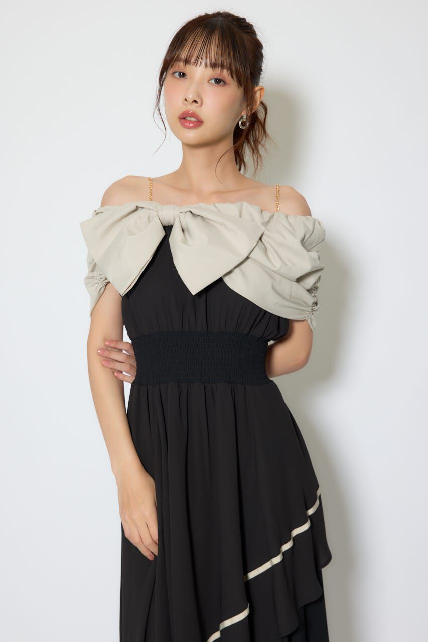 rienda「フロントビッグリボンフレアワンピース」|ワンピース|