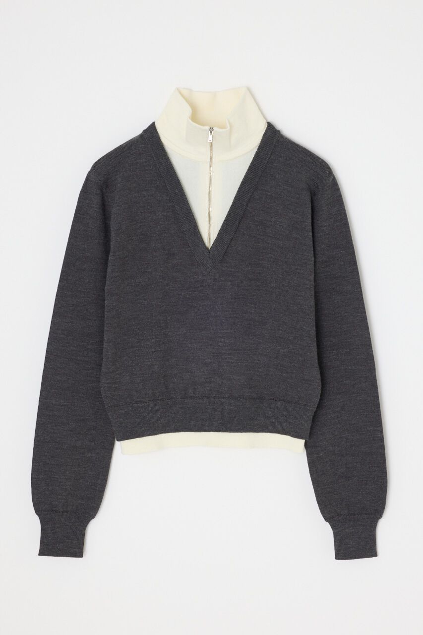 SLY「LAYERED STAND HG トップス」|ニット・セーター|T.GRY