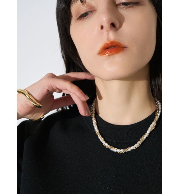 ELENDEEK「PEARL&CHAIN DOUBLE NECKLACE」|ネックレス|