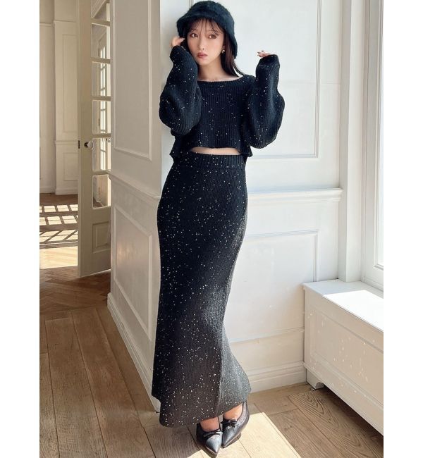 RESEXXY「グリッターIラインニットスカート【セットアップ着用可能】」|スカート|