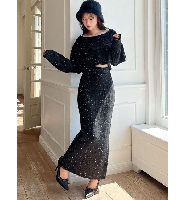 RESEXXY「グリッターIラインニットスカート【セットアップ着用可能】」|スカート|