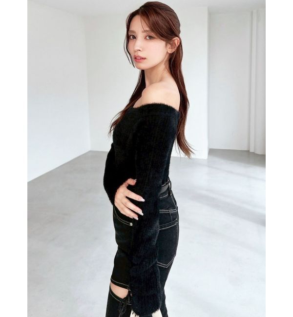 RESEXXY「ミニシャギーワンショルニットトップス」|ニット・セーター|