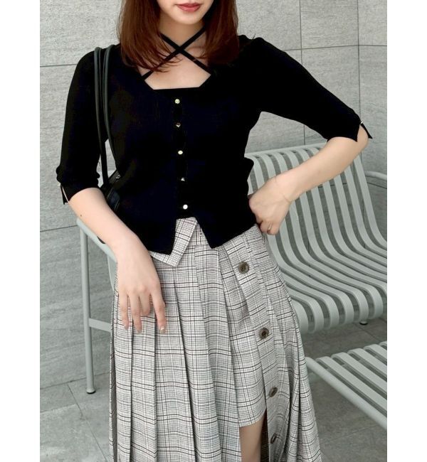 dazzlin「ハーフスリーブレイヤードカーデトップス」|ニット・セーター|