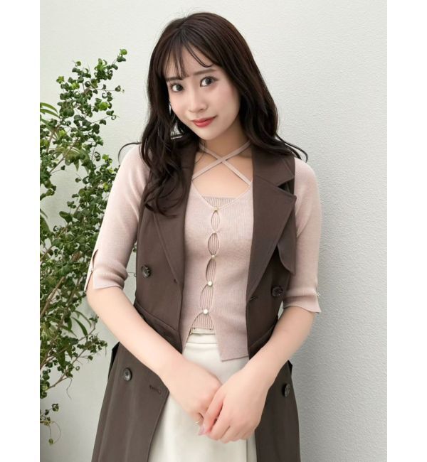 dazzlin「ハーフスリーブレイヤードカーデトップス」|ニット・セーター|