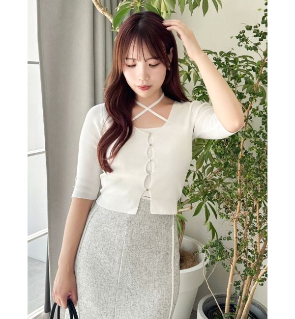 dazzlin「ハーフスリーブレイヤードカーデトップス」|ニット・セーター|