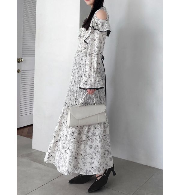 dazzlin「オープンショルダーフラワープリーツワンピース」|ワンピース|