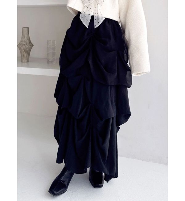 dazzlin「ランダムドレープタックスカート」|スカート|ブラック