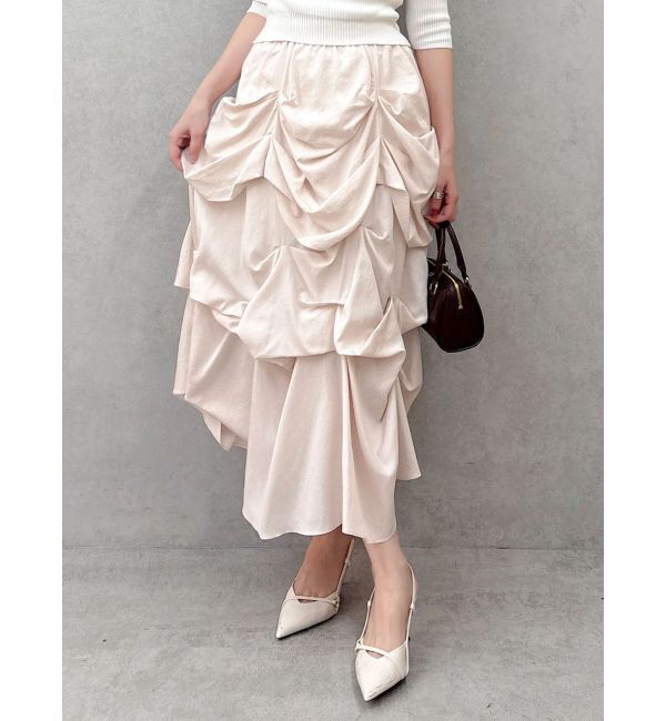 dazzlin「ランダムドレープタックスカート」|スカート|ピンク