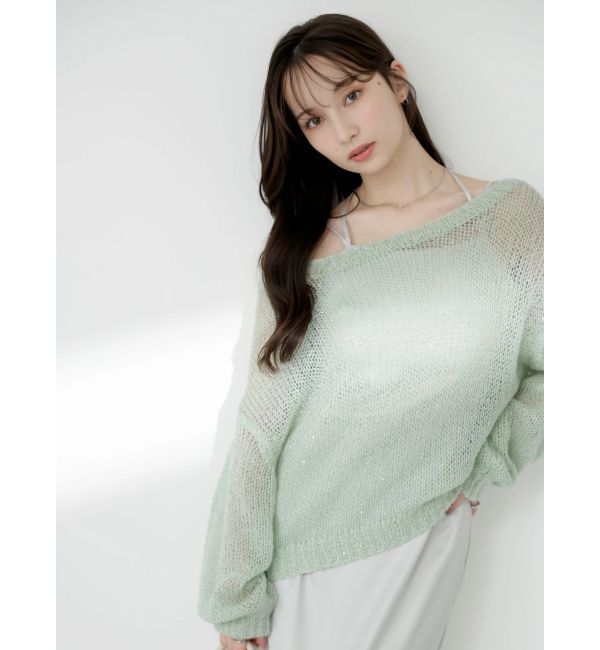 dazzlin「バックリボンスパンコールモヘアタッチニット」|ニット・セーター|