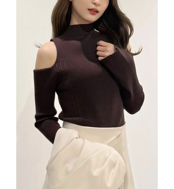 MERCURYDUO「ケーブルパネルハイネックニット」|ニット・セーター|