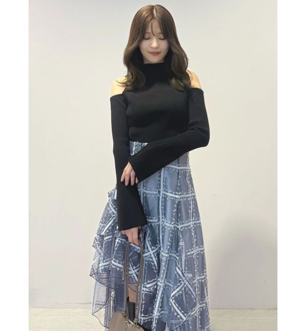 MERCURYDUO「ケーブルパネルハイネックニット」|ニット・セーター|