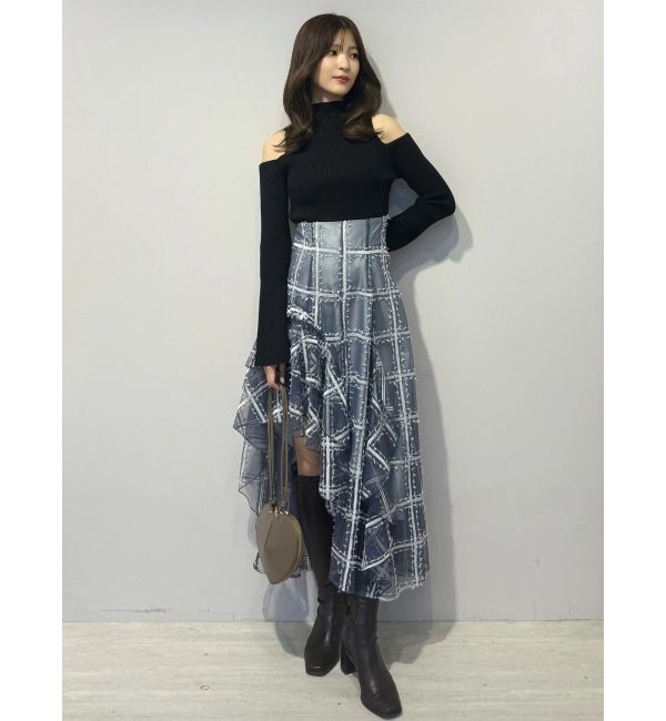 MERCURYDUO「ケーブルパネルハイネックニット」|ニット・セーター|