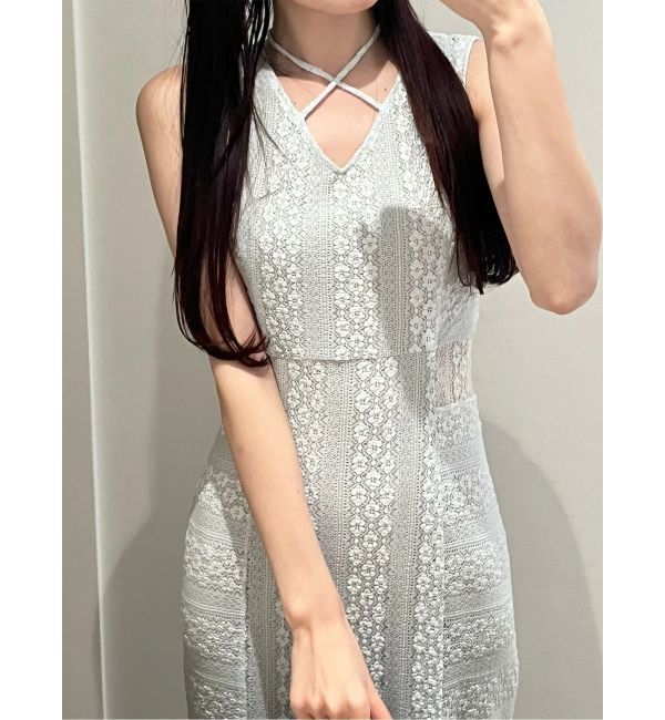 MERCURYDUO「カットレースブロッキングマーメイドワンピース」|ワンピース|