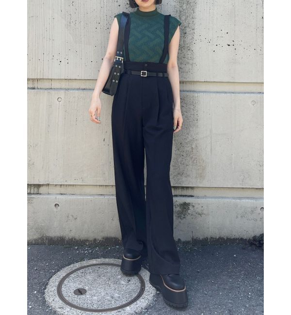 MURUA「フェイクレザーベルトサスペンダーパンツ【セット販売対象】」|その他|ブラック