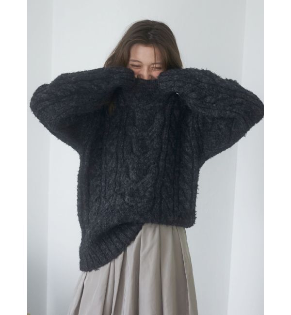 Ungrid「ビッグシルエットルーズケーブルニット」|ニット・セーター|