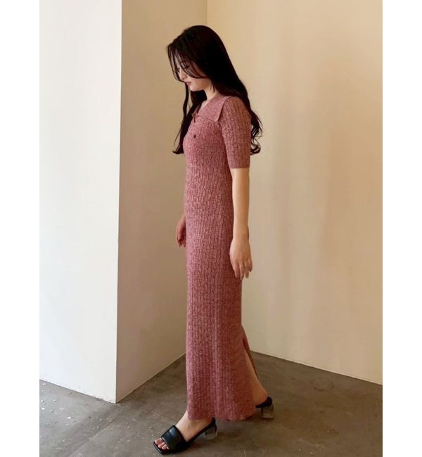 LAGUNAMOON「【POLO BCSコラボ】カラーネックメランジケーブルニットワンピース」|ワンピース|