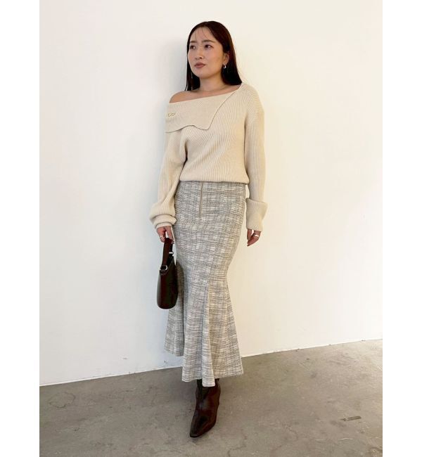 LAGUNAMOON「カットツイードフロントZIPスカート」|スカート|