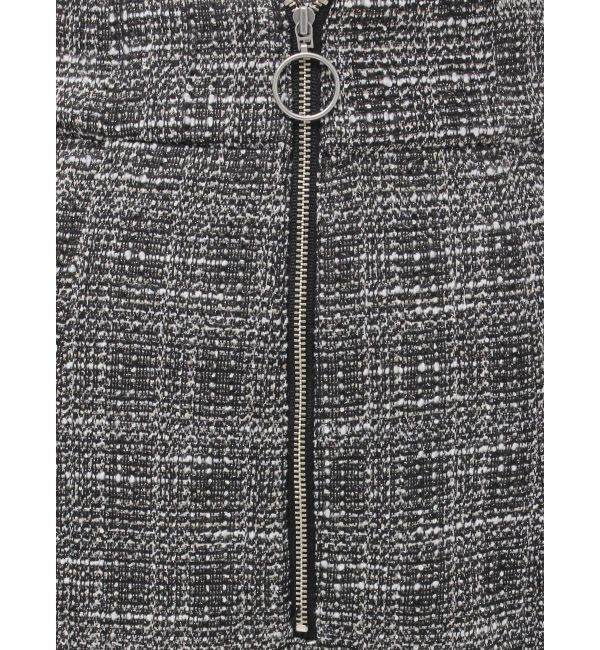 LAGUNAMOON「カットツイードフロントZIPスカート」|スカート|