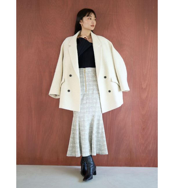 LAGUNAMOON「カットツイードフロントZIPスカート」|スカート|