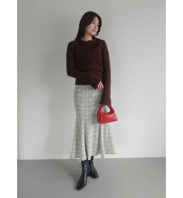 LAGUNAMOON「カットツイードフロントZIPスカート」|スカート|