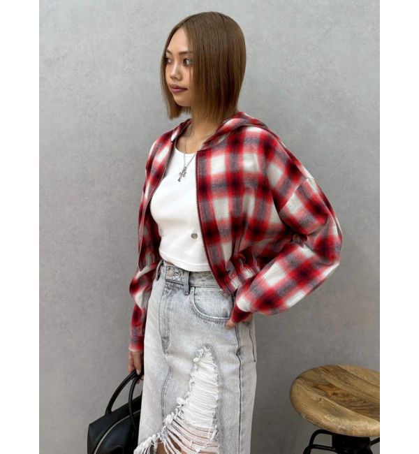 EVRIS「フードチェックショートシャツ」|シャツ・ブラウス|