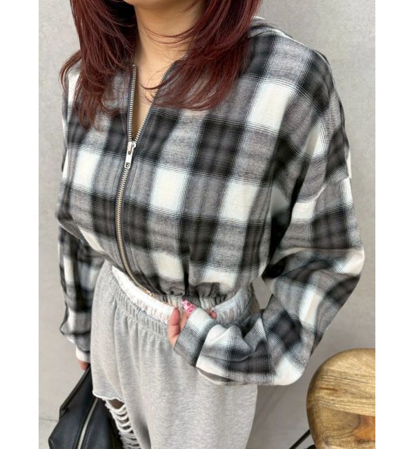 EVRIS「フードチェックショートシャツ」|シャツ・ブラウス|