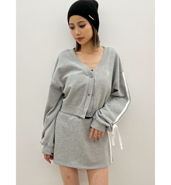 GYDA「クロスポイント2ラインショートスウェットカーディガン【SETUP着用可】」|カーディガン|