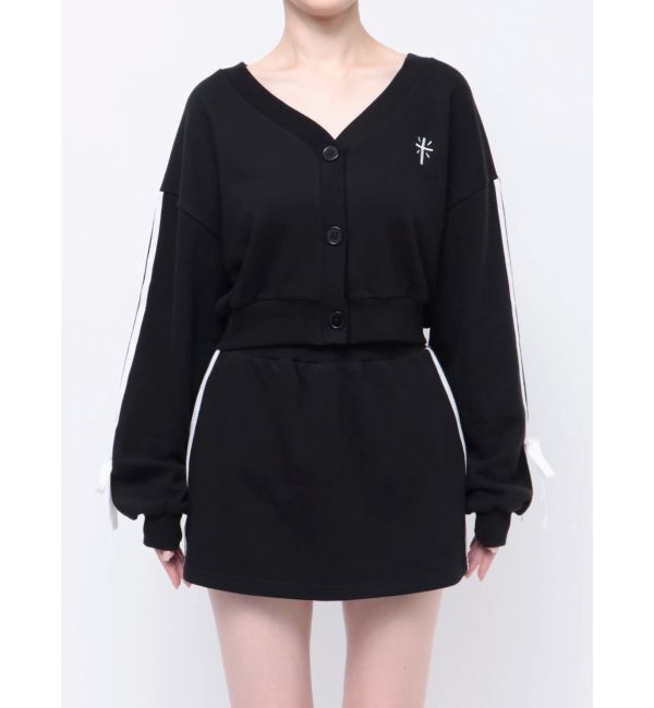 GYDA「クロスポイント2ラインショートスウェットカーディガン【SETUP着用可】」|カーディガン|