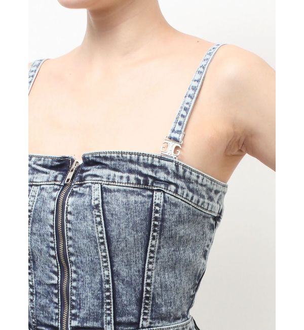 GYDA「Symmetry GYDAフロントZIPスカートライクデニムタイトミニワンピース」|ワンピース|