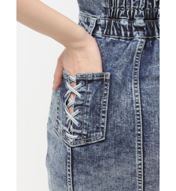 GYDA「Symmetry GYDAフロントZIPスカートライクデニムタイトミニワンピース」|ワンピース|