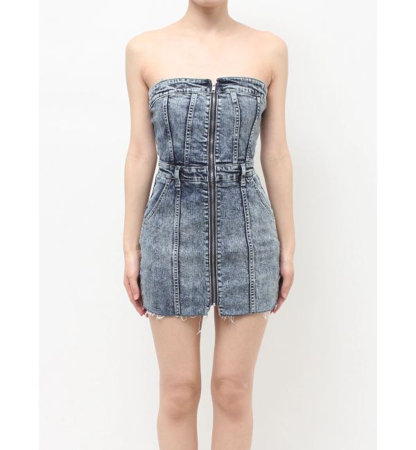 GYDA「Symmetry GYDAフロントZIPスカートライクデニムタイトミニワンピース」|ワンピース|