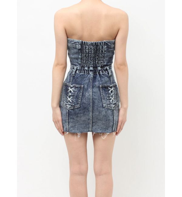 GYDA「Symmetry GYDAフロントZIPスカートライクデニムタイトミニワンピース」|ワンピース|