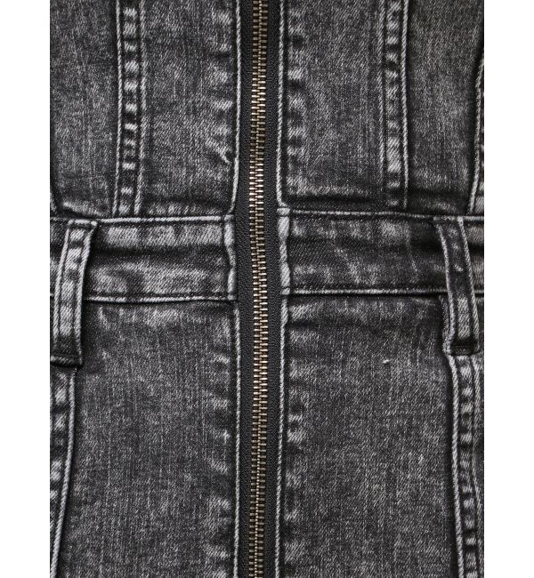 GYDA「Symmetry GYDAフロントZIPスカートライクデニムタイトミニワンピース」|ワンピース|