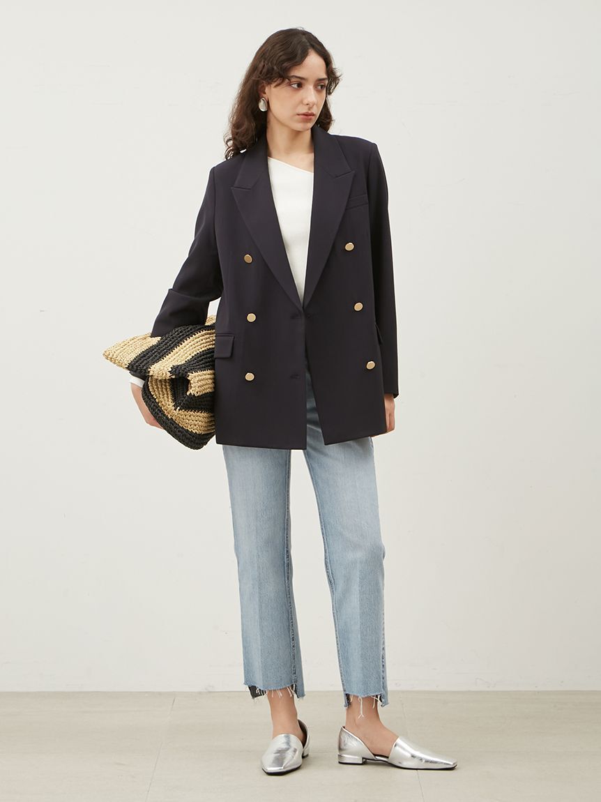 Mila Owen「金釦ダブルブレストロングブレザー」|テーラードジャケット|