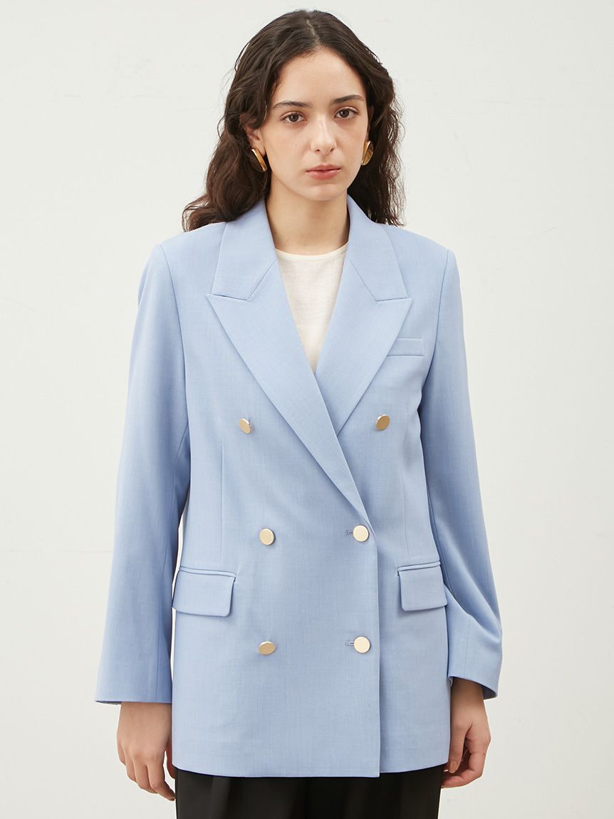 Mila Owen「金釦ダブルブレストロングブレザー」|テーラードジャケット|BLU