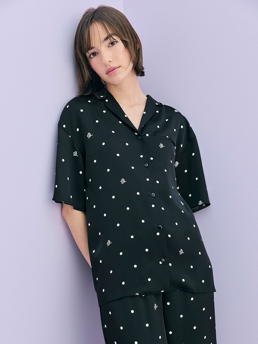 gelato pique「【JOEL ROBUCHON】ドット柄サテンシャツ」|ルームウェア|