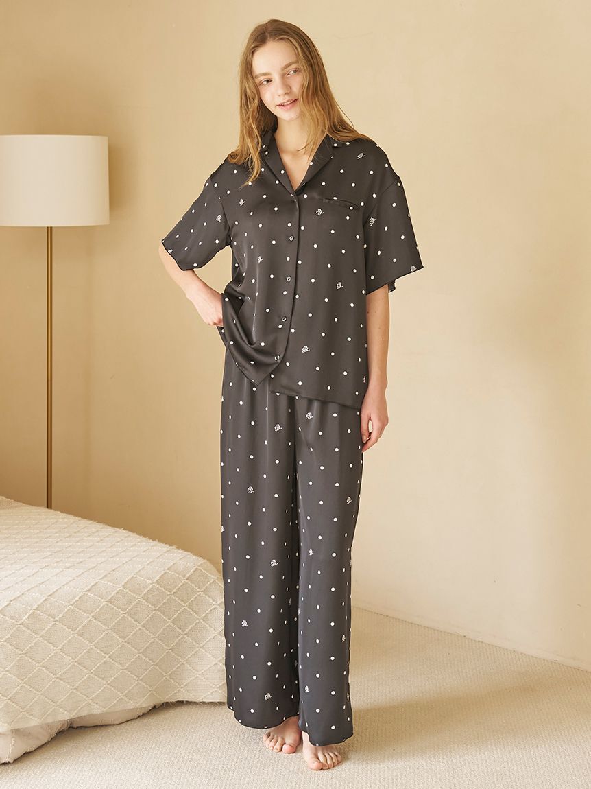 gelato pique「【JOEL ROBUCHON】ドット柄サテンシャツ」|ルームウェア|