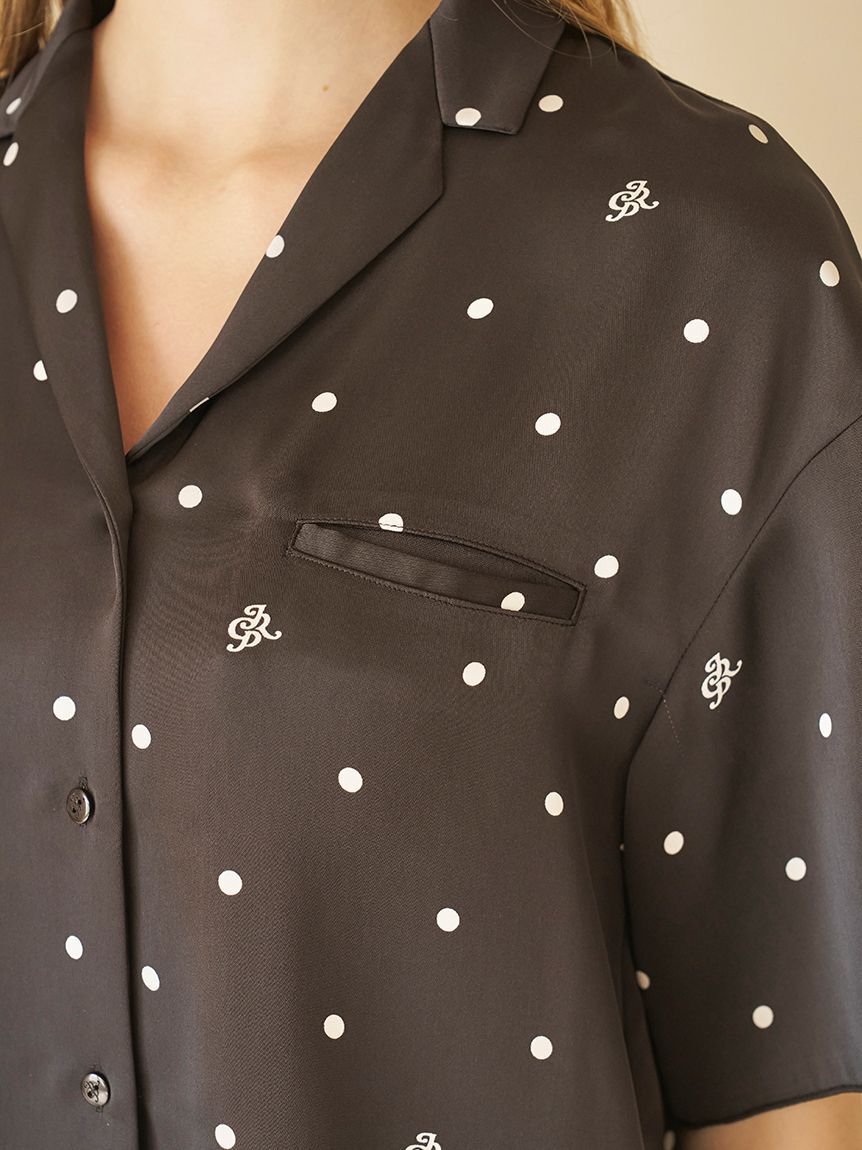 gelato pique「【JOEL ROBUCHON】ドット柄サテンシャツ」|ルームウェア|