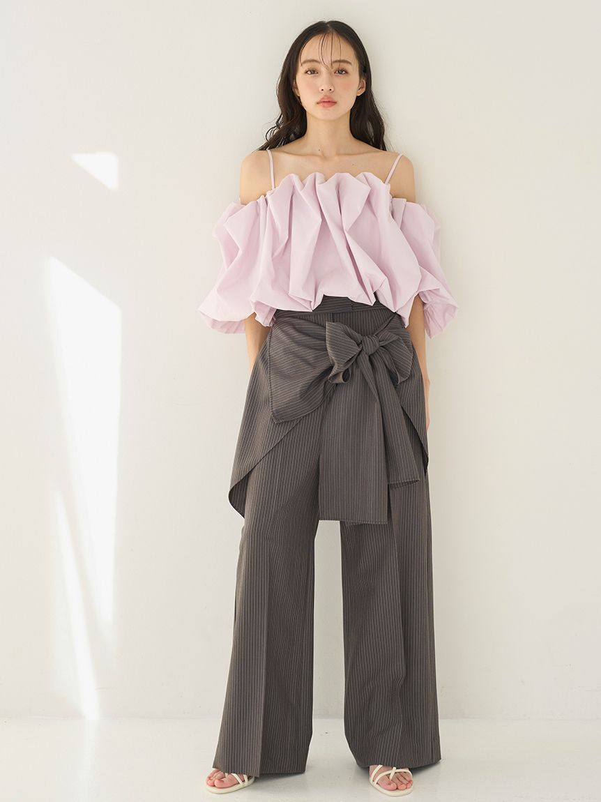 SNIDEL「リボン2wayデザインパンツ」|チノ|