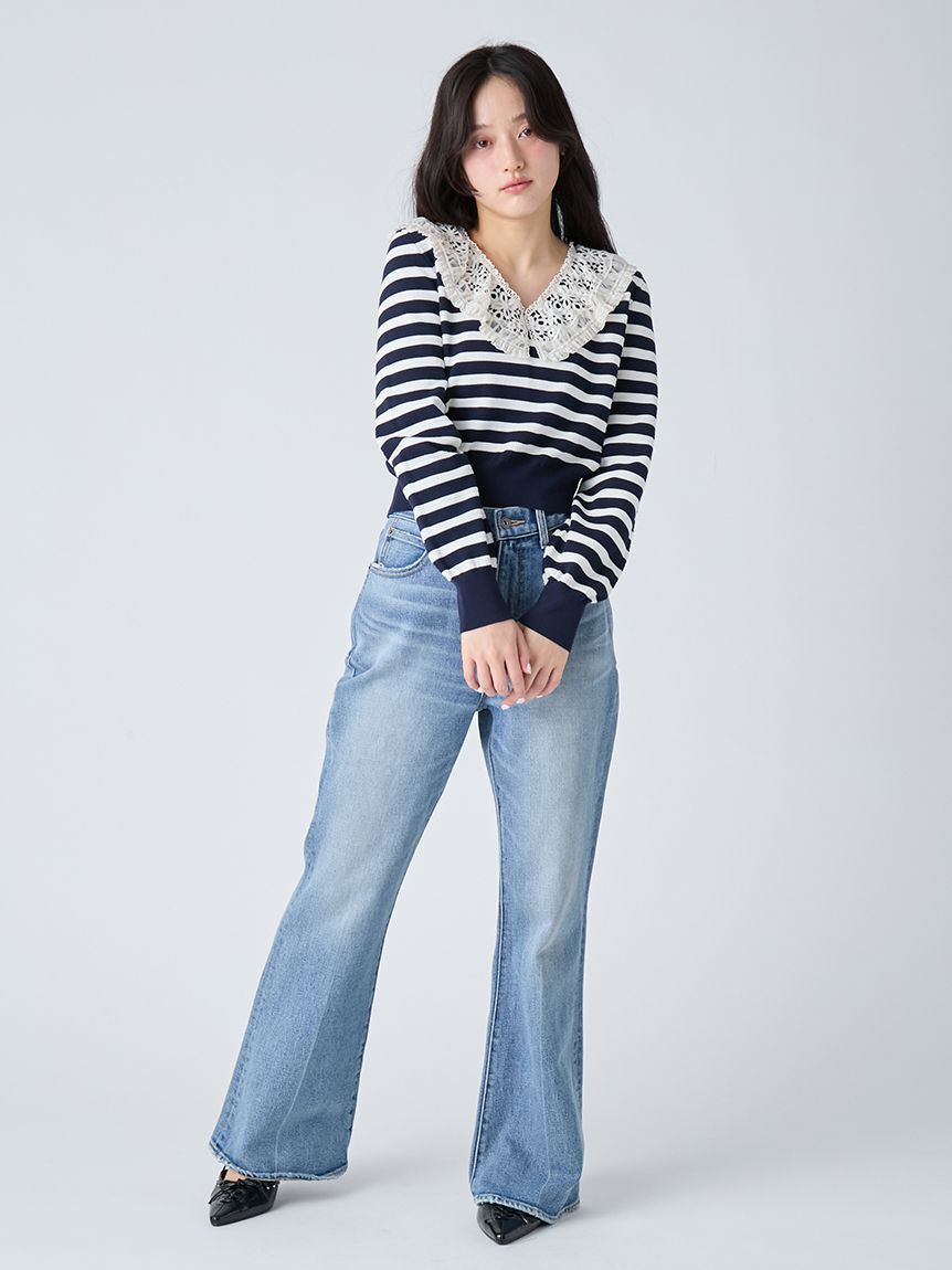 LILY BROWN「【WEB限定00サイズ】ストレッチセミフレアデニムパンツ」|デニム|