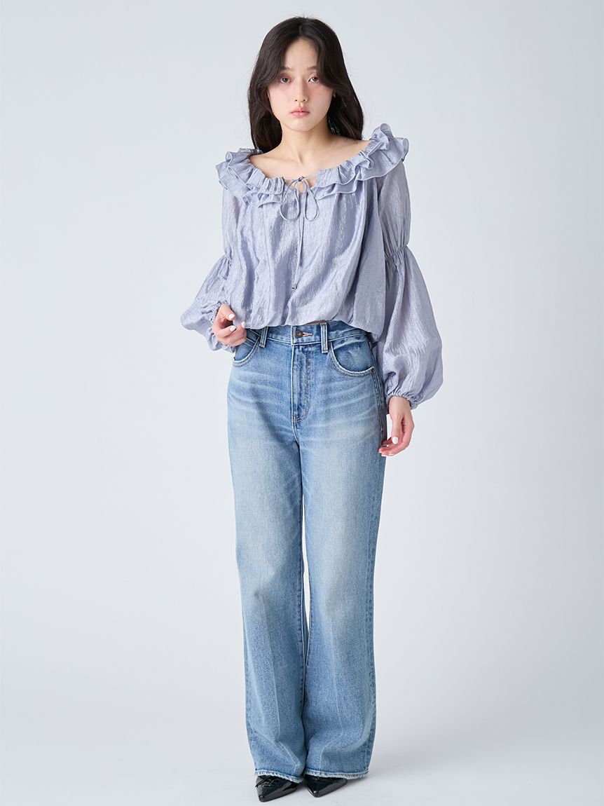 LILY BROWN「【WEB限定00サイズ】ストレッチセミフレアデニムパンツ」|デニム|