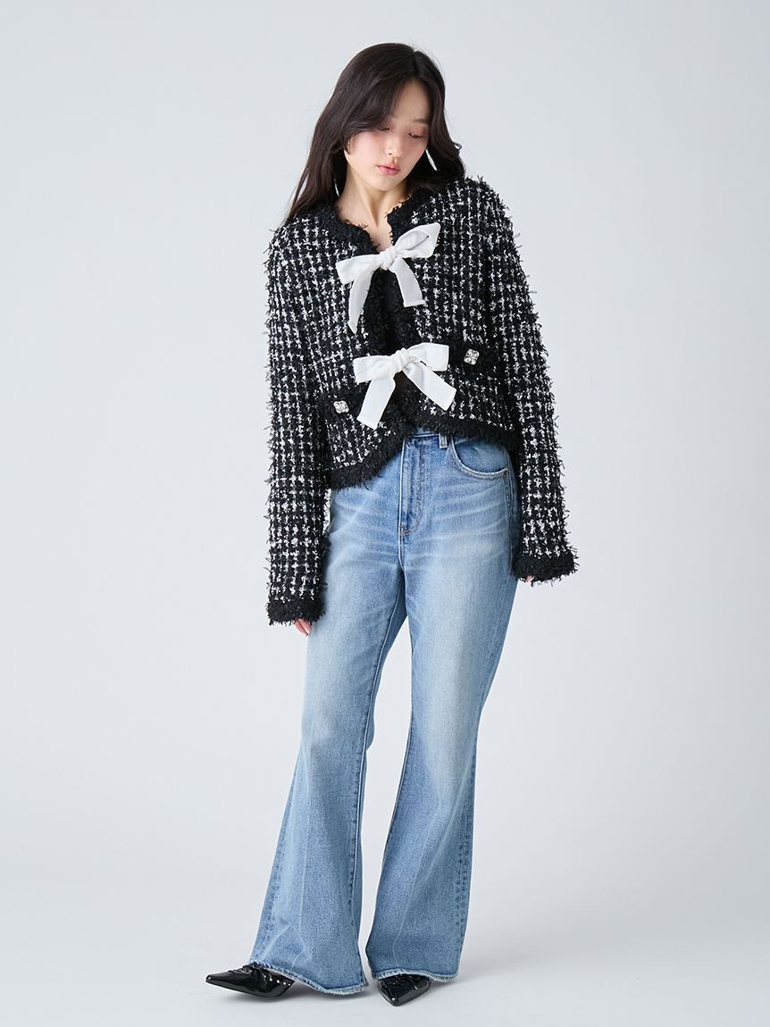 LILY BROWN「【WEB限定00サイズ】ストレッチセミフレアデニムパンツ」|デニム|