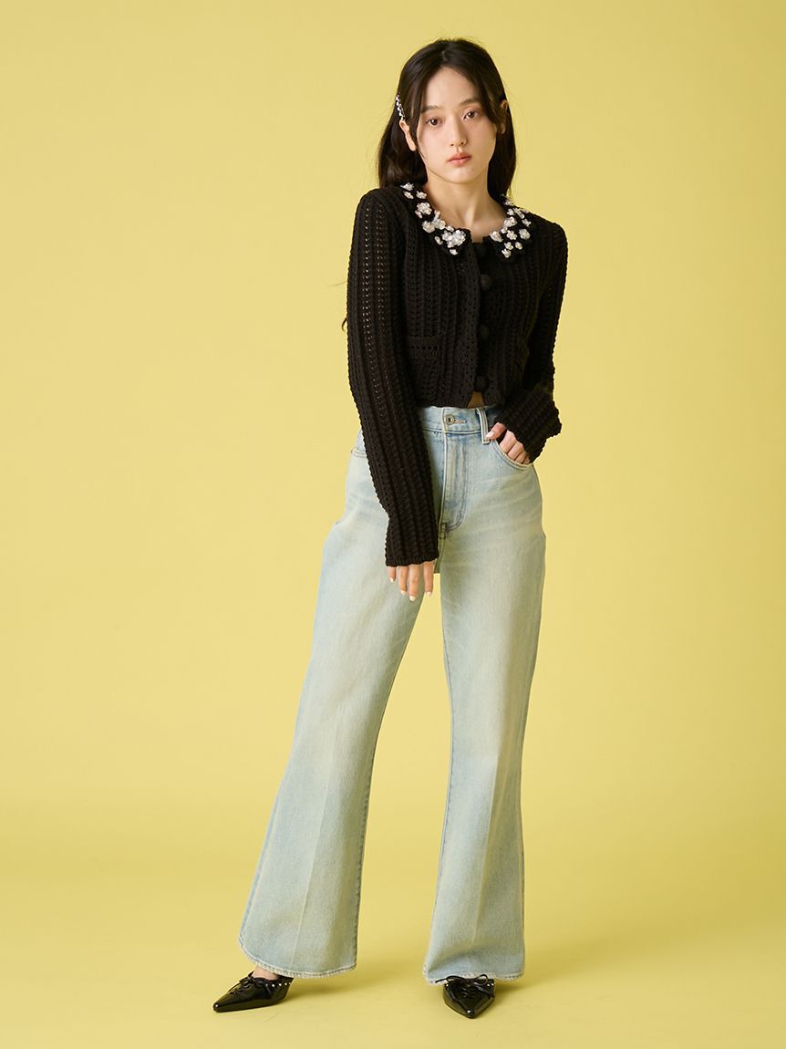 LILY BROWN「【WEB限定00サイズ】ストレッチセミフレアデニムパンツ」|デニム|