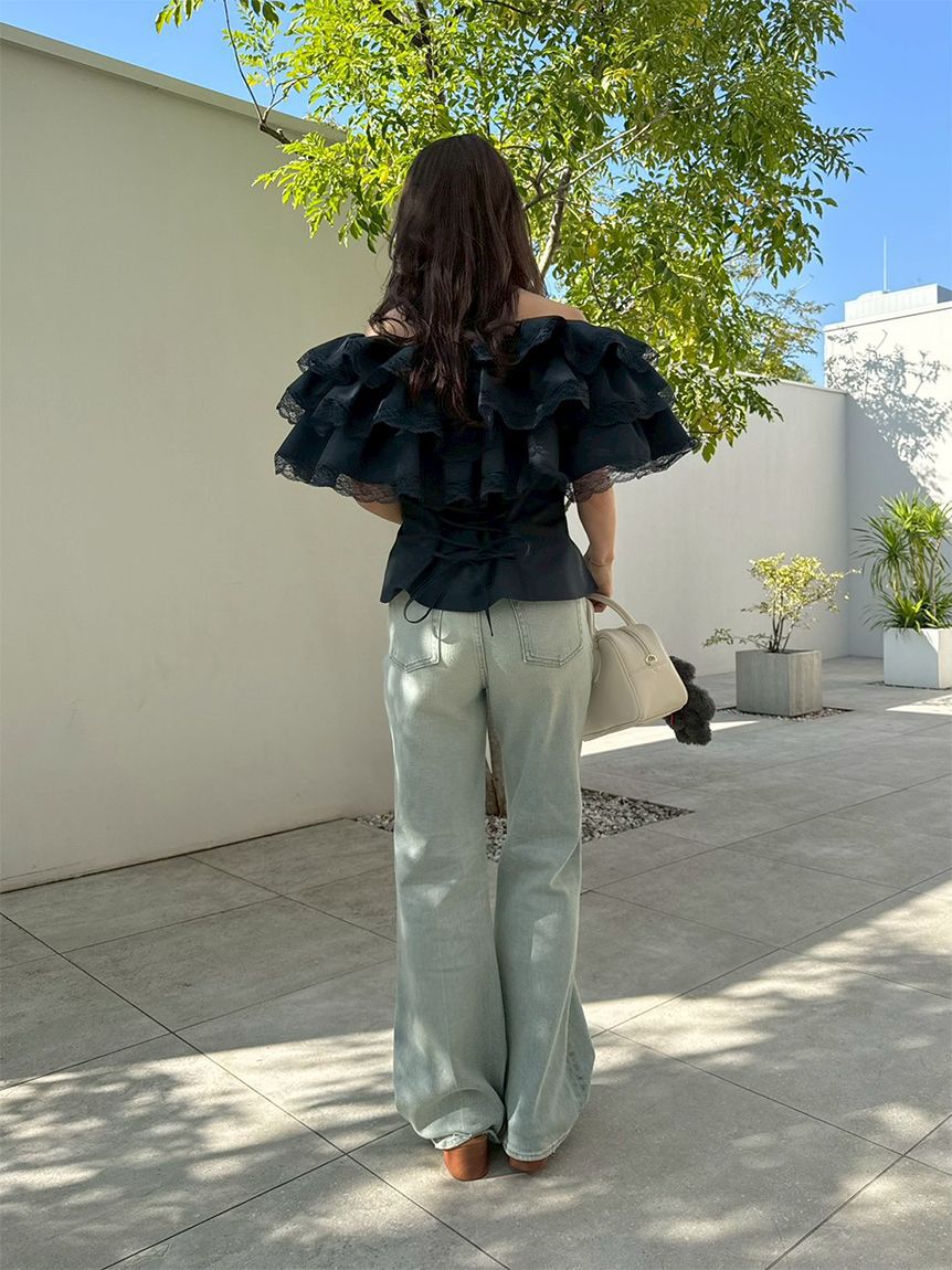 LILY BROWN「【WEB限定00サイズ】ストレッチセミフレアデニムパンツ」|デニム|