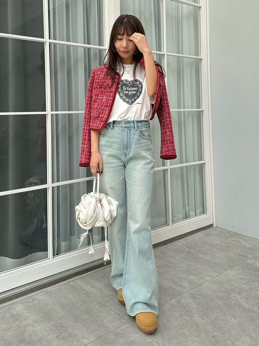 LILY BROWN「【WEB限定00サイズ】ストレッチセミフレアデニムパンツ」|デニム|