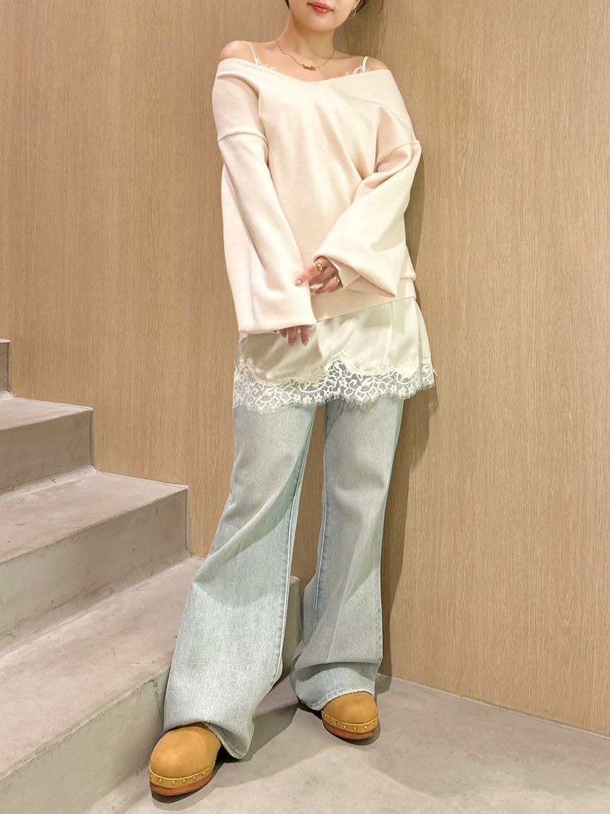 LILY BROWN「【WEB限定00サイズ】ストレッチセミフレアデニムパンツ」|デニム|