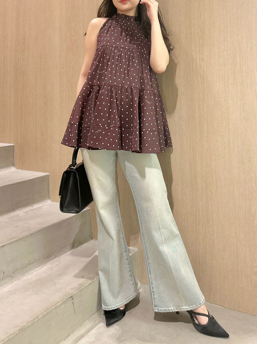 LILY BROWN「【WEB限定00サイズ】ストレッチセミフレアデニムパンツ」|デニム|