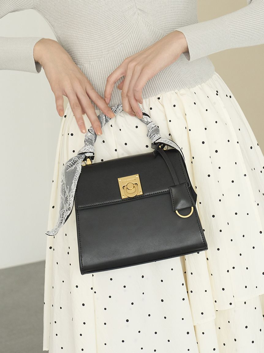LILY BROWN「レーススカーフ付きハンドバッグ」|ハンドバッグ|BLK