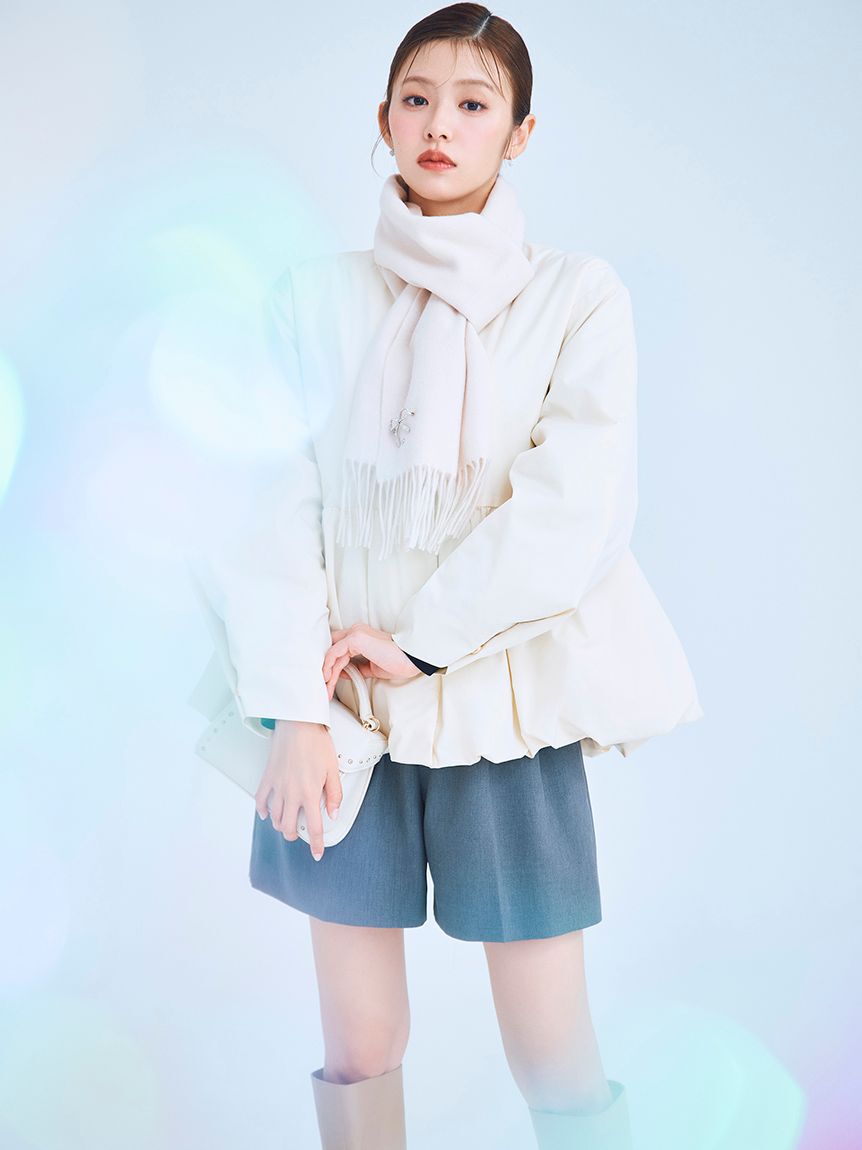 CELFORD「薄中綿ペプラムノーカラーコート」|ノーカラージャケット|