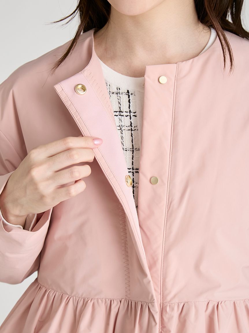 CELFORD「薄中綿ペプラムノーカラーコート」|ノーカラージャケット|